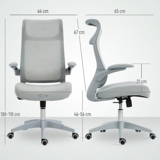 Sedia Da Ufficio Ergonomica Aosom Braccioli 3D Retic Back Grigio