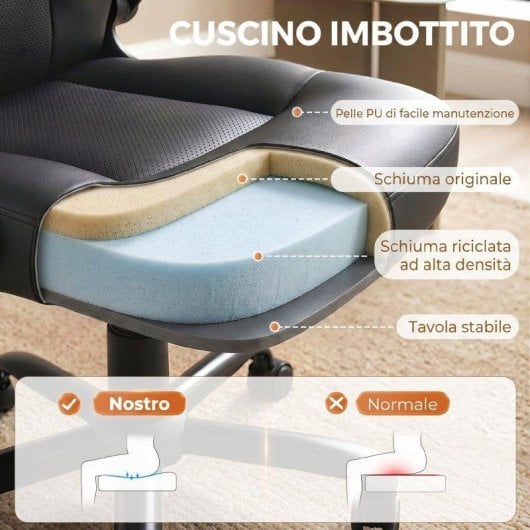 Sedia Ufficio Girevole braccioli ribaltabili schienale alto regolabile
