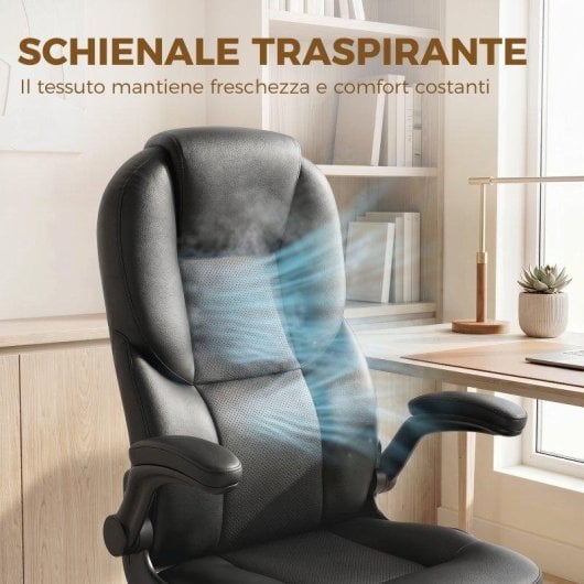 Sedia Ufficio Girevole braccioli ribaltabili schienale alto regolabile
