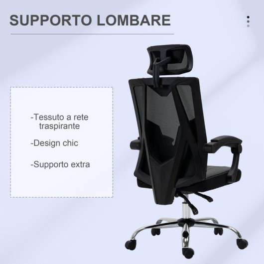 Sedia da Ufficio Ergonomica Aosom 58x62.5x112-120cm Rosa