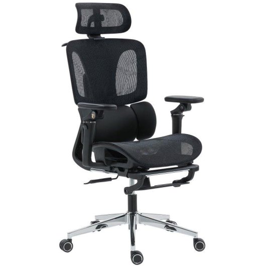 Sedia da ufficio Aosom ergonomica nera con poggiatesta regolabile