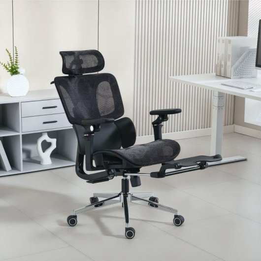 Sedia da ufficio Aosom ergonomica nera con poggiatesta regolabile