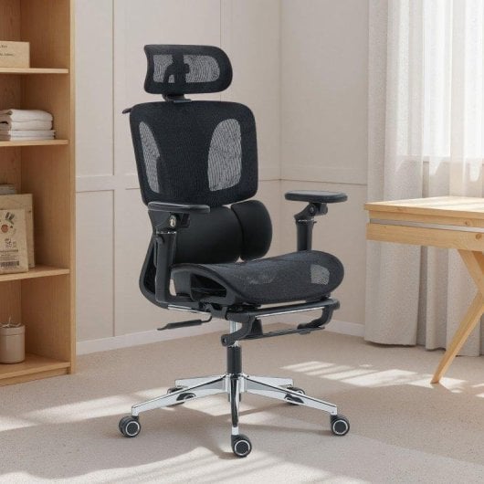 Sedia da ufficio Aosom ergonomica nera con poggiatesta regolabile