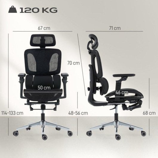 Sedia da ufficio Aosom ergonomica nera con poggiatesta regolabile