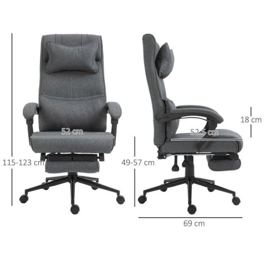 Sedia Aosom Ergonomica Altezza Regolabile Seduta 49-57cm