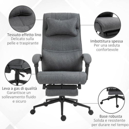 Sedia Aosom Ergonomica Altezza Regolabile Seduta 49-57cm