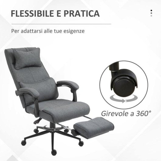 Sedia Aosom Ergonomica Altezza Regolabile Seduta 49-57cm