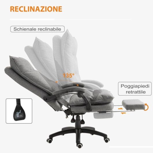 Sedia Da Ufficio Imbottita Aosom 6 Punti Massaggianti Regolabile