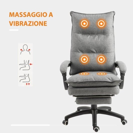 Sedia Da Ufficio Imbottita Aosom 6 Punti Massaggianti Regolabile