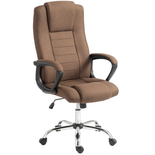 Sedia Da Ufficio Ergonomica Aosom Reclinabile Tessuto Lin Marrone