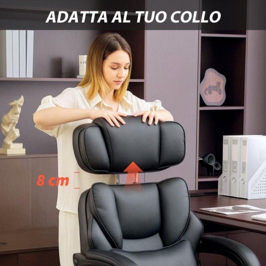 Sedia Da Ufficio Aosom Pelle Pu Poggiapiedi Poggiatesta Reglabile Nero