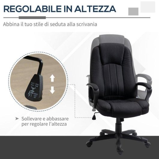 Poltrona da ufficio Aosom massaggiante regolabile nera 60x74x106-116cm