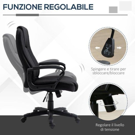 Poltrona da ufficio Aosom massaggiante regolabile nera 60x74x106-116cm