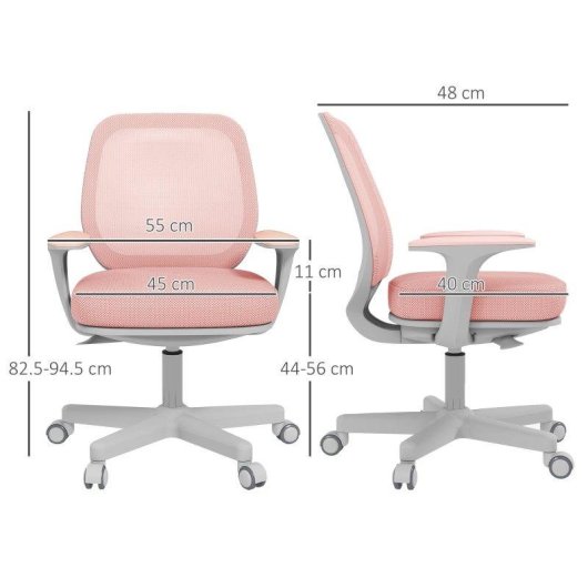 Sedia Da Ufficio Ergonomica Aosom Rosa