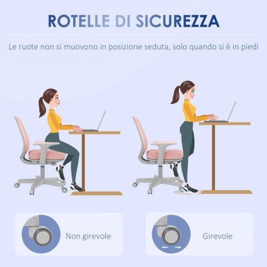 Sedia Da Ufficio Ergonomica Aosom Rosa