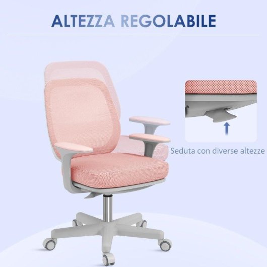 Sedia Da Ufficio Ergonomica Aosom Rosa