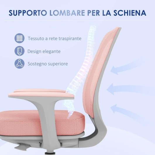 Sedia Da Ufficio Ergonomica Aosom Rosa