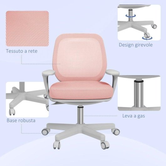 Sedia Da Ufficio Ergonomica Aosom Rosa