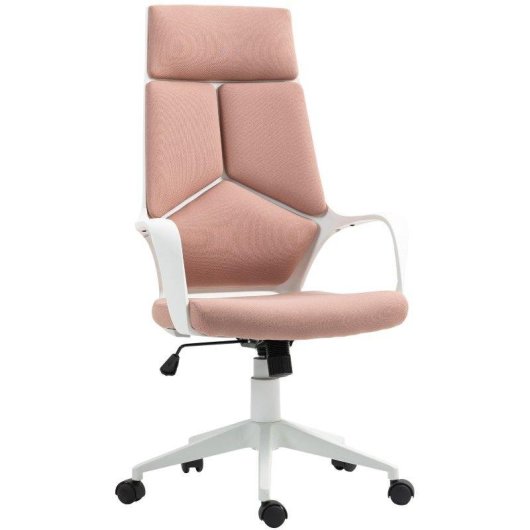 Sedia da Ufficio Aosom Rosa Seduta girevole Altezza regolabile