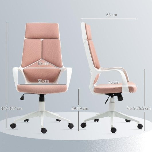 Sedia da Ufficio Aosom Rosa Seduta girevole Altezza regolabile