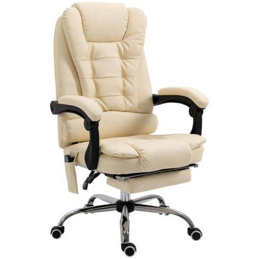 Sedia Da Ufficio Ergonomica Massaggiante Sei Punti Cream Aosom