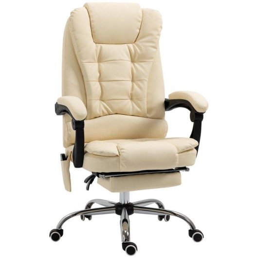 Sedia Da Ufficio Ergonomica Massaggiante Sei Punti Cream Aosom