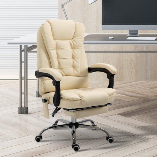 Sedia Da Ufficio Ergonomica Massaggiante Sei Punti Cream Aosom