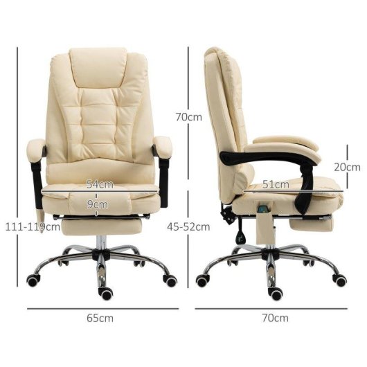 Sedia Da Ufficio Ergonomica Massaggiante Sei Punti Cream Aosom