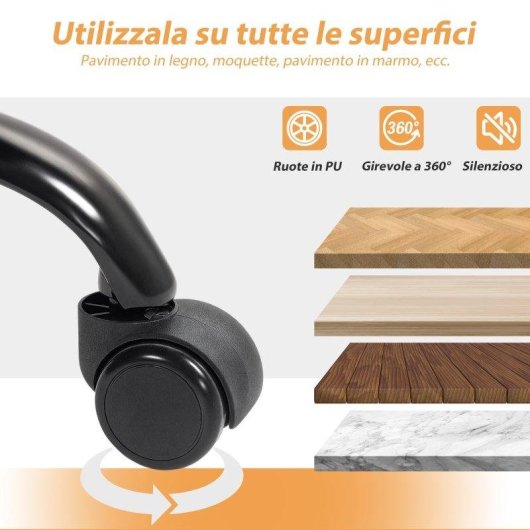 Sedia da scrivania Aosom regolabile reclinabile fino a 135° pelle PU nera