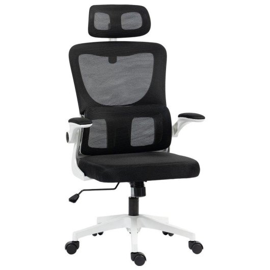 Sedia Da Ufficio Aosom Regolabile Reclinabile Poggiatesta 60x59x114-122 Nero