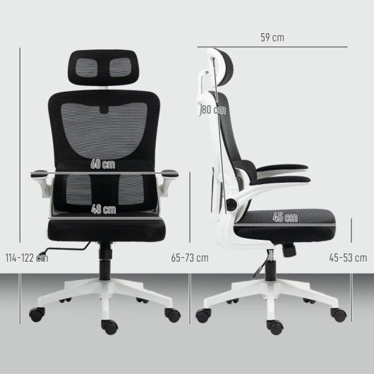 Sedia Da Ufficio Aosom Regolabile Reclinabile Poggiatesta 60x59x114-122 Nero