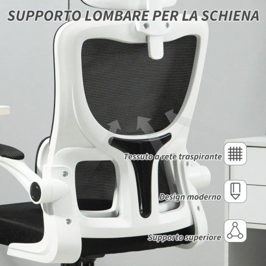 Sedia Da Ufficio Aosom Regolabile Reclinabile Poggiatesta 60x59x114-122 Nero