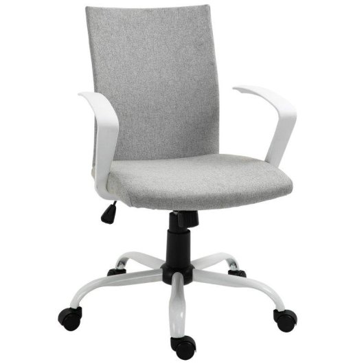 Sedia Ufficio Ergonomica Aosom Altezza Regolabile Grigio Chiaro