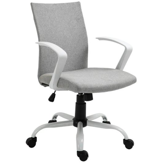 Sedia Ufficio Ergonomica Aosom Altezza Regolabile Grigio Chiaro