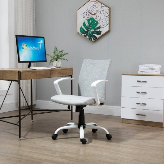 Sedia Ufficio Ergonomica Aosom Altezza Regolabile Grigio Chiaro