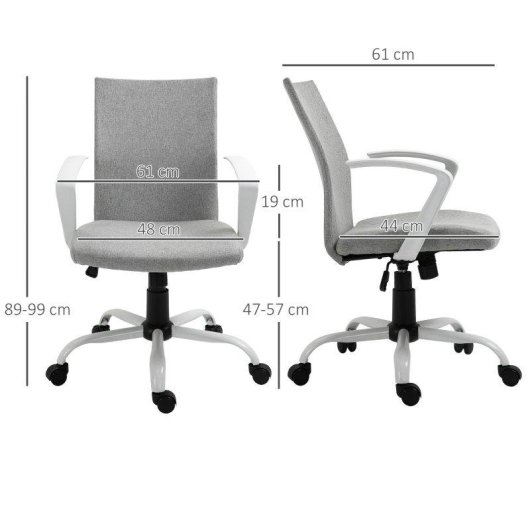 Sedia Ufficio Ergonomica Aosom Altezza Regolabile Grigio Chiaro