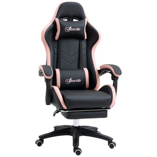Sedia da gaming Aosom altezza regolabile poggiatesta 65x65x121-129 cm