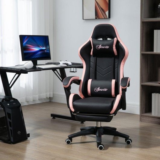 Sedia da gaming Aosom altezza regolabile poggiatesta 65x65x121-129 cm