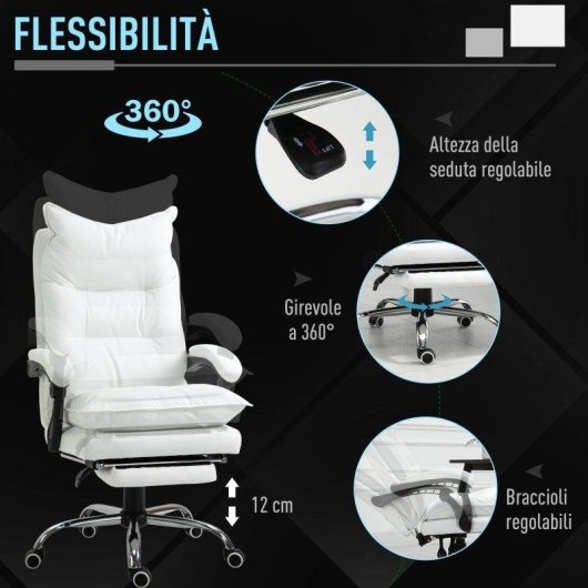 Sedia Ufficio Ergonomica Reclinabile 155 di Aosom con Poggiapiedi