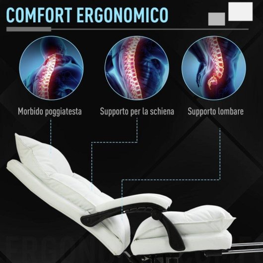 Sedia Ufficio Ergonomica Reclinabile 155 di Aosom con Poggiapiedi