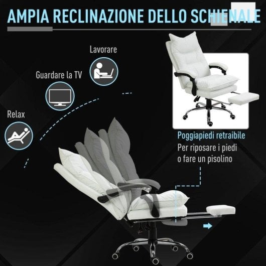 Sedia Ufficio Ergonomica Reclinabile 155 di Aosom con Poggiapiedi