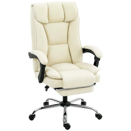Sedia da ufficio Aosom reclinabile 155° con poggiapiedi beige