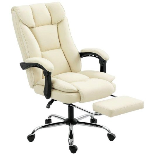 Sedia da ufficio Aosom reclinabile 155° con poggiapiedi beige