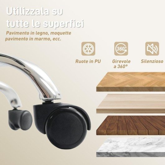 Sedia da ufficio Aosom reclinabile 155° con poggiapiedi beige