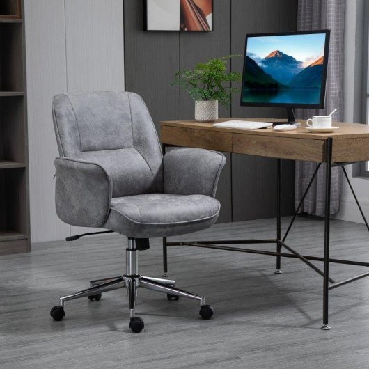 Sedia Da Ufficio Ergonomica Altezza Regolabile Rocking Aosom Grigio Chiaro