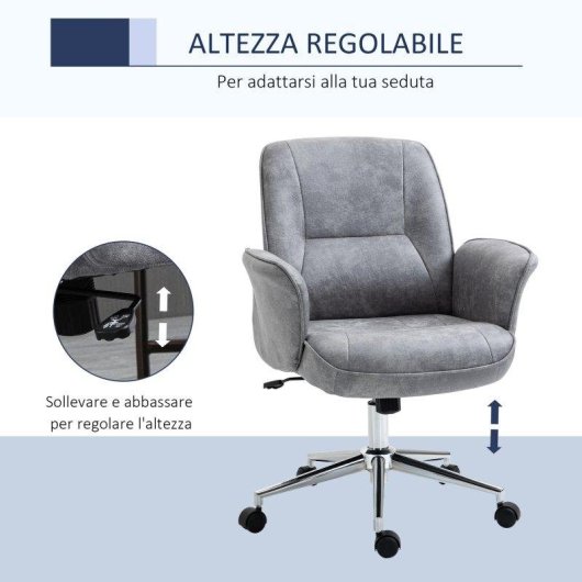 Sedia Da Ufficio Ergonomica Altezza Regolabile Rocking Aosom Grigio Chiaro