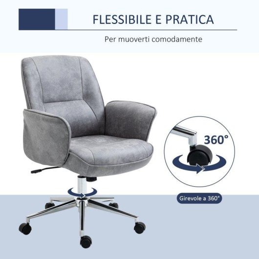 Sedia Da Ufficio Ergonomica Altezza Regolabile Rocking Aosom Grigio Chiaro