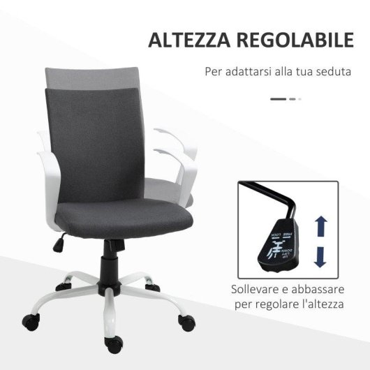 Sedia da ufficio Aosom ergonomica regolabile con ruote 61x61x89-99 cm