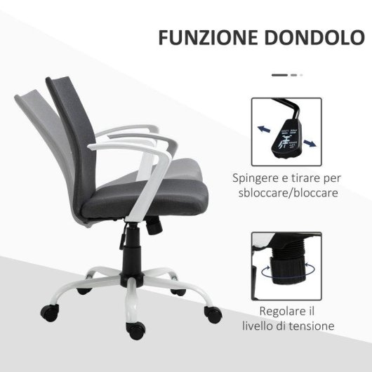 Sedia da ufficio Aosom ergonomica regolabile con ruote 61x61x89-99 cm