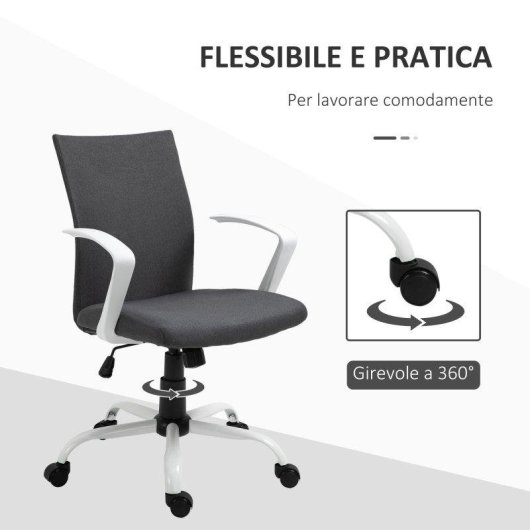 Sedia da ufficio Aosom ergonomica regolabile con ruote 61x61x89-99 cm